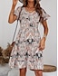 levne Boho šaty-Dámské Mini šaty Volnočasové šaty Áčkové šaty Boho šaty Vinobraní stylové Na běžné nošení Dovolená Denní Běžný Kašmírový vzor Krátký rukáv Do V Černá Fialová Jaro Podzim