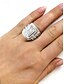 abordables Anillos de mujer-Anillo de diamantes simulados de corte cuadrado de lujo con diseño de múltiples capas: joyería llamativa para mujeres, perfecta para bodas, compromisos y ocasiones especiales