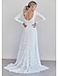 cheap Wedding Dresses-Wedding Dresses A-Line Boat Neck Long Sleeve Court Train Lace Bridal Gowns With Ruched Solid Color 2024