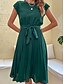 baratos Vestidos para o trabalho-Mulheres Vestido midi Vestido casual Vestido A Line à moda Básico Casual Férias Diário Normal Tecido Sem Manga Gola Redonda Rosa Verde Verão Primavera