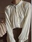 baratos Blusas Simples Femininas-Mulheres Camisa Social Côr Sólida Elegante à moda Casual Manga Longa Gola Alta Tops regulares Trabalho Diário Para Noite Preto Azul Cáqui Bege Verão Primavera Outono