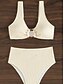 tanie Zestawy bikini-Damskie Stroje kąpielowe Bikini 2 szt Majtki Kostium kąpielowy Odkryte plecy Szczupła Urlop Stroje plażowe Jednokolorowe W serek Bez rękawów Kostiumy kąpielowe