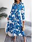preiswerte Kleider für die Ferien-Damen Maxidress blusenkleid Casual kleid A Linie Kleid Stilvoll Brautkleider schlicht Urlaub Täglich Regular Fit Blumen Langarm Hemdkragen Blau Orange Frühling Herbst