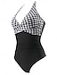 abordables Maillots une pièce-Femme Maillots de Bain Une pièce Maillot de bain Dos Nu Patchwork Mode Magnifique Graphic Col en V Sans Manches Maillots de bain