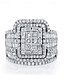 abordables Anillos de mujer-Anillo de diamantes simulados de corte cuadrado de lujo con diseño de múltiples capas: joyería llamativa para mujeres, perfecta para bodas, compromisos y ocasiones especiales