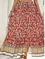 cheap Maxi Skirts-Women&#039;s Skirt A Line Swing Bohemia Fashion Casual Maxi High Waist Skirts Floral Print Micro-elastic Street Daily Red Navy Blue Green Summer Polyester