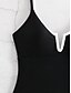 billiga One-piece-baddräkter-Dam Badkläder En bit Monokini Baddräkt Öppen rygg Magkontroll Hög midja Smal Semester Standkläder Ensfärgat V-hals Ärmlös Baddräkter