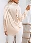 billige Dressy topper-Dame Skjorte Bluse Helfarge Forretning Moderne Fritid Langermet Skjortekrage Vanlige topper Arbeid Formell klær Knapper Rosa Grønn Beige Sommer Vår