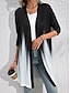 preiswerte Kunst &amp; Design Blusen-Damen Shacket Atmungsaktiv Komfortabel Patchwork Modisch Farbverläufe Outdoor Strasse Lang Rundhalsausschnitt Regular Fit Langarm Oberbekleidung Schwarz Purpur Grün Frühling Herbst