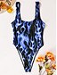 billiga One-piece-baddräkter-Dam Badkläder En bit Monokini Baddräkt Öppen rygg Magkontroll Hög midja Smal Semester Standkläder Grafisk U-hals Ärmlös Baddräkter