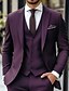 ieftine Costume formale-Costume de afaceri de nuntă de bărbați Costume de întoarcere acasă Costum burgundie strugure formal de culoare solidă cu o croială standard 3 piese cu două nasturi