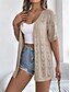 voordelige Blouses &amp;amp; Shirts-Dames Vest Vakantie Dagelijks Casual Heldere kleur Geribd V-hals Uitgesneden Gebreid Korte Mouw Normale tops breien Buiten Dagelijks Weekend Wit Blozend Roze Zomer Lente