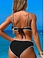 tanie Zestawy bikini-Damskie Stroje kąpielowe Bikini 2 szt Bezczelny Kostium kąpielowy Odkryte plecy Szczupła Urlop Stroje plażowe Jednokolorowe W serek Bez rękawów Kostiumy kąpielowe