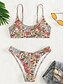 tanie Zestawy bikini-Damskie Stroje kąpielowe Bikini 2 szt Bezczelny Kostium kąpielowy Odkryte plecy Szczupła Urlop Stroje plażowe Kwiaty Okrągły dekolt Bez rękawów Kostiumy kąpielowe