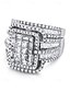 abordables Anillos de mujer-Anillo de diamantes simulados de corte cuadrado de lujo con diseño de múltiples capas: joyería llamativa para mujeres, perfecta para bodas, compromisos y ocasiones especiales