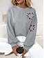 economico Felpe e Sweatshirt Texturizzati-felpa da donna casual semplice strada abbigliamento quotidiano girocollo patchwork manica lunga grigio autunno inverno