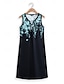 preiswerte Boho Kleider-Damen Mini Kleid Petite Kleid T-Shirt Kleid Tee Kleid Sommerkleid Aktive Mode Streetwear Outdoor Urlaub Straße Regular Fit Floral Blatt Ärmellos Split-Ausschnitt Weiß Pink Blau
