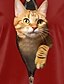 billiga Djur tee-Dam T-shirt Katt Mode Modern Ledigt Långärmad Rund hals Vanliga toppar Dagligen Helgen Mönster Vit Gul Rubinrött Blå Dammig blå Höst Vinter
