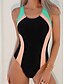 billiga One-piece-baddräkter-Dam Badkläder En bit Monokini Baddräkt Öppen rygg Magkontroll Hög midja Smal Semester Standkläder Färgblock U-hals Ärmlös Baddräkter