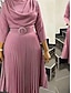 preiswerte Kleider für die Arbeit-Damen Schlichtes Kleid Maxidress Mit Gürtel Elegant Rundhalsausschnitt 3/4 Ärmel Rosa Königliches Blau Blau Farbe