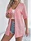voordelige Blouses &amp;amp; Shirts-Dames Vest Vakantie Dagelijks Casual Heldere kleur Geribd V-hals Uitgesneden Gebreid Korte Mouw Normale tops breien Buiten Dagelijks Weekend Wit Blozend Roze Zomer Lente