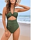 billiga One-piece-baddräkter-Dam Badkläder En bit 2 st Monokini Kjol Baddräkt Öppen rygg Magkontroll Hög midja Smal Semester Standkläder Blommig Halterneck Ärmlös Baddräkter