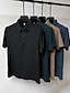 preiswerte Klassisches Poloshirt für Herren-Herren Rippstrick-Oberteil Golf Poloshirts Arbeit Geschäft Kargen Kurzarm Basic Modern Glatt Knopf Gerippt Frühling Sommer Regular Fit Schwarz Marinenblau Grün Khaki Rippstrick-Oberteil