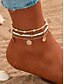 ieftine Bratara de dama-Set de glezne boho în straturi, cu mărgele turcoaz și brelocuri de scoici – bijuterii inspirate de plajă pentru femei, perfecte pentru ținute de vară și de vacanță