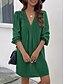 economico Vestito bianco-Per donna Abito casual Mini abito Increspato Informale A V Manica lunga Verde Colore