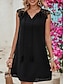 voordelige Casual zwarte jurk-Dames Mini-jurk Zwarte jurk Casual jurk Tank-jurk Stijlvol Basic Casual Vakantie Dagelijks Normale pasvorm Effen Mouwloos V-hals Zwart Zomer Lente