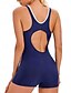 billiga One-piece-baddräkter-Dam Badkläder En bit Monokini Baddräkt Öppen rygg Magkontroll Hög midja Smal Semester Standkläder Färgblock U-hals Ärmlös Baddräkter