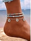 ieftine Bratara de dama-Set de glezne boho în straturi, cu mărgele turcoaz și brelocuri de scoici – bijuterii inspirate de plajă pentru femei, perfecte pentru ținute de vară și de vacanță