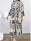 billiga Eleganta blommiga klänningar-Dam Maxiklänning Vardagsklänning Boho Chic klänningar bohemliv söt stil Stylish Semester Dagligen Strand Lös passning Grafisk Kortärmad V-hals Svart Rubinrött Blå Sommar Vår Höst