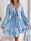preiswerte Weiße Freizeitkleider-Damen Minikleid Casual kleid A Linie Kleid Elegant Kuschelig Stilvoll Urlaub Party Täglich Regular Fit Glatt Langarm V Ausschnitt Weiß Rosa Blau Frühling Herbst