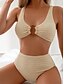 tanie Zestawy bikini-Damskie Stroje kąpielowe Bikini 2 szt Majtki Kostium kąpielowy Odkryte plecy Szczupła Urlop Stroje plażowe Jednokolorowe W serek Bez rękawów Kostiumy kąpielowe