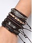economico Gioielli da uomo-bracciale vintage da uomo in pelle multistrato con ciondoli a forma di piuma e stella, cinturini regolabili per abbigliamento casual, accessori in stile boho per feste e regali