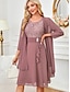 abordables Robe Simple-Femmes Robe Longueur Genou Robe Ensemble Robe d&#039;invité de mariage Robe en dentelle blanche avec manches Robe avec veste Élégant Formel robe demoiselle d honneur Cocktail Coupe régulière Uni Manche 3/4