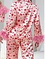 abordables Vêtements de nuit-Femme Ensemble de pyjama Décontractées Confort Cœur Taille elastique Chemise Pantalon Intérieur Saint Valentin du quotidien manche longue Col de Chemise Rose Claire Eté Printemps Automne Ample