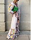baratos Vestidos Estilo Boho-Mulheres Vestido Longo Vestido casual Vestido A Line Vestido Boho Vintage Casual Férias Diário Normal Geométrica Manga Longa Decote V Branco Primavera Outono