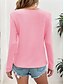 cheap Plain Tops-Women&#039;s T Shirt Plain Fashion Modern Casual Long Sleeve V Neck Regular Tops Daily Weekend Buttons White Pink Spring Fall