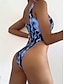 billiga One-piece-baddräkter-Dam Badkläder En bit Monokini Baddräkt Öppen rygg Magkontroll Hög midja Smal Semester Standkläder Grafisk U-hals Ärmlös Baddräkter