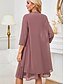 abordables Robe Simple-Femmes Robe Longueur Genou Robe Ensemble Robe d&#039;invité de mariage Robe en dentelle blanche avec manches Robe avec veste Élégant Formel robe demoiselle d honneur Cocktail Coupe régulière Uni Manche 3/4