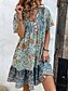 preiswerte Ausgefallene Kleider-Damen Minikleid Casual kleid Boho Chic Kleider Boho-Kleid Böhmen Ethnisch Brautkleider schlicht Urlaub Täglich Strand Lockere Passform Blumen Kurzarm V Ausschnitt Rote Grün Sommer Frühling