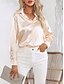 billige Dressy topper-Dame Skjorte Bluse Helfarge Forretning Moderne Fritid Langermet Skjortekrage Vanlige topper Arbeid Formell klær Knapper Rosa Grønn Beige Sommer Vår