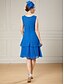 abordables Con chaqueta-Vestido Tres Piezas A-Line Vestido de la Madre de la Novia Boda en la Playa Elegante Tapa Incluida Cuello Joyas Largo de Rodilla Chiffon Sin Mangas con Volantes Color Sólido