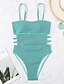 billiga One-piece-baddräkter-Dam Badkläder En bit Monokini Baddräkt Öppen rygg Magkontroll Hög midja Smal Semester Standkläder Ensfärgat Halterneck Ärmlös Baddräkter