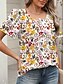 billige Boho t-shirt-Dame T-shirt Blomstret Mode Moderne Afslappet Kortærmet Rund hals Almindelige toppe Daglig Weekend Hvid Gul Grøn Sommer