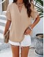 abordables Tops de Trabajo para Mujeres-Mujer Camisa Blusa Color sólido Básico Casual Manga Corta Cuello con muescas. Tops regulares Diario Volante Rosa Azul Piscina Caqui Verano