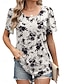 billige Boho t-shirt-Dame T-shirt Blomstret Mode Moderne Afslappet Kortærmet Rund hals Almindelige toppe Daglig Weekend Hvid Gul Grøn Sommer