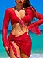 billige Bikinisæt-kvinders valentine badetøj bikini nederdel badedragt rygløs slank ferie strand slid ensfarvet halter neck ærmeløs langærmet badedragt rød